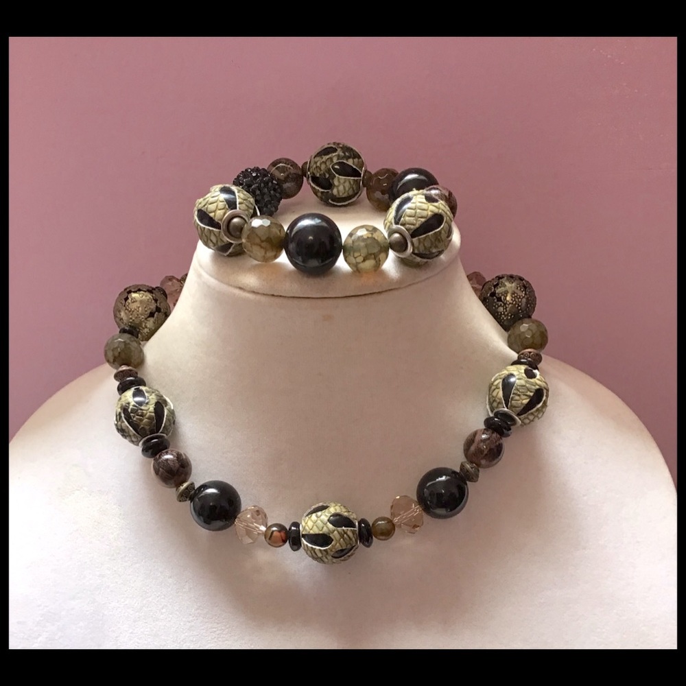 Artisan Crafted 16” Baubles Necklace & Matching Bracelet